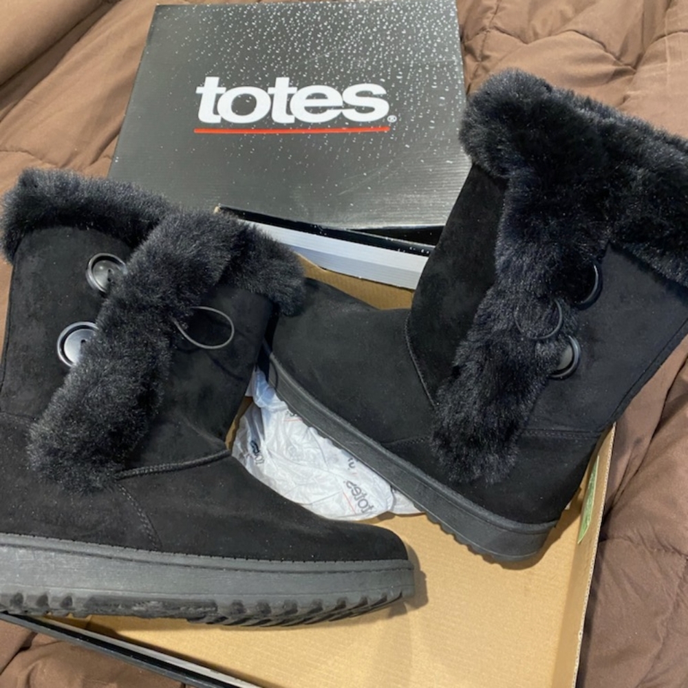 Totes Black Winter Boots Sz 9